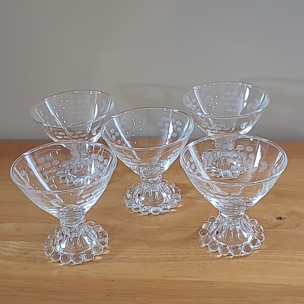 VINTAGE 50s "Boopie" Unique Champagne or Sherbert Custard Glasses, Set of 5